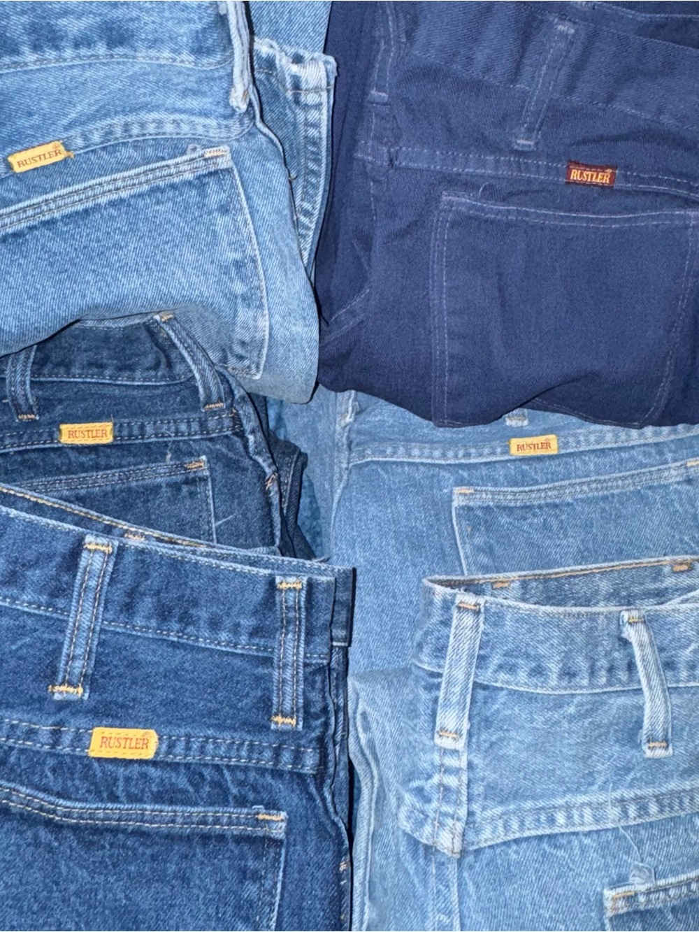 Vintage USA Made Rustler Jeans Lot All Size 36 w Denim Western Workwear 8 Pairs - Picture 3 of 6
